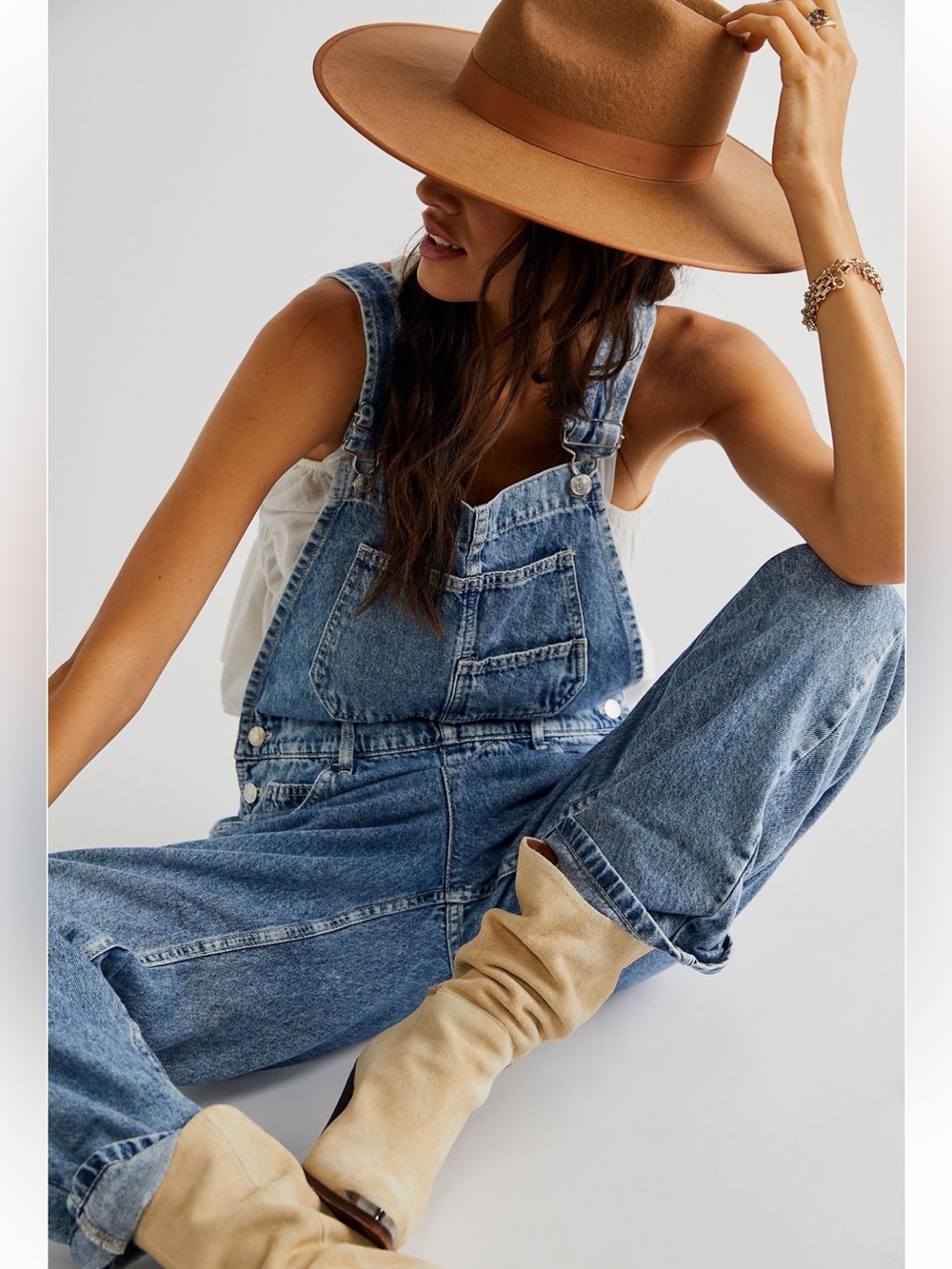 We The Free Ziggy Denim Overalls - Power Blue